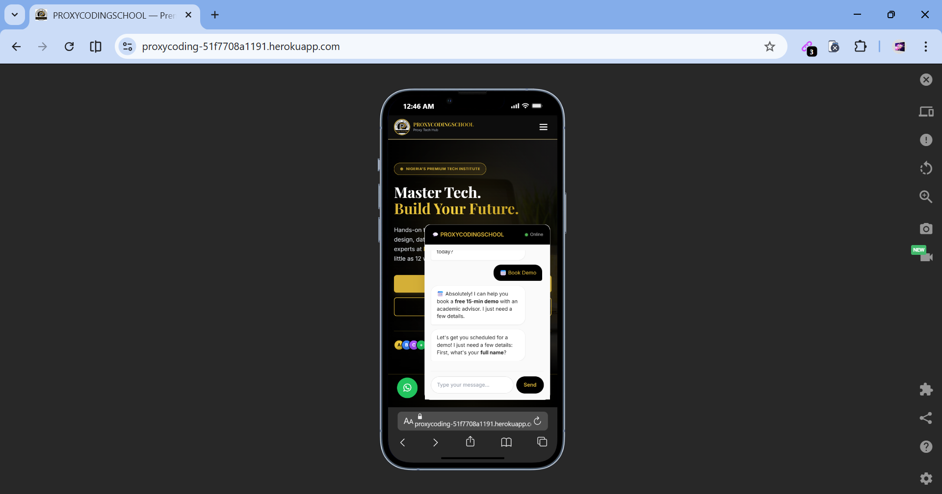 Demo booking through chatbot