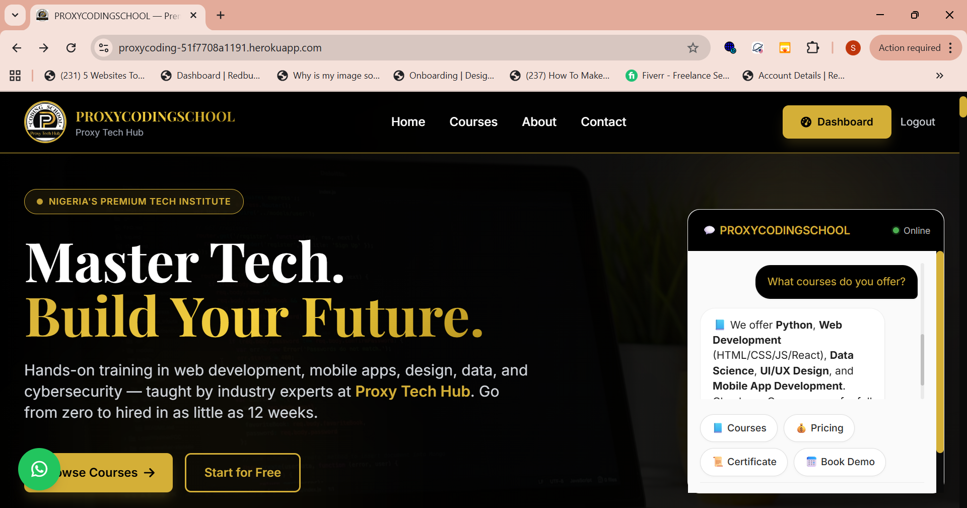 Chatbot answering course questions